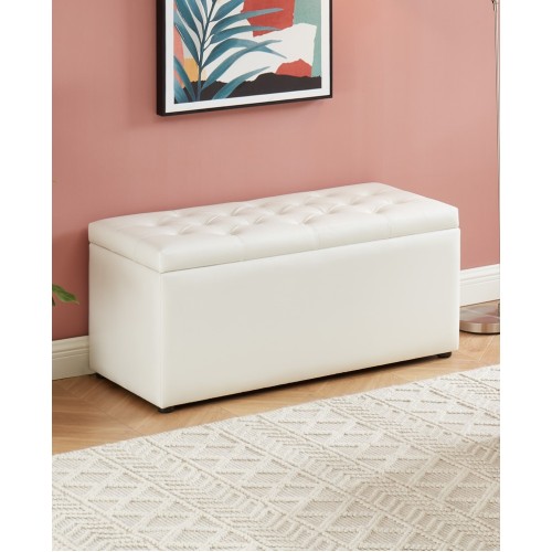 Lucy Storage Ottoman - Large White